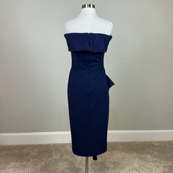 Betsy & Adam Off the Shoulder Ruffled Sheath Party Cocktail Dress Size 10 Blue - Picture 5 of 11